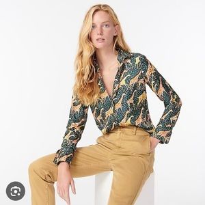 Jcrew 100% silk Giraffe collared shirt